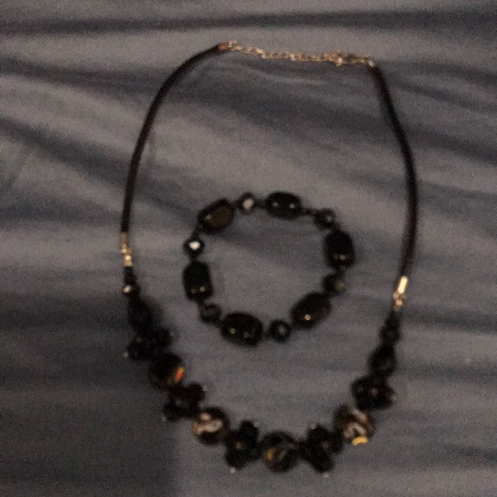 Black necklace and bracelet